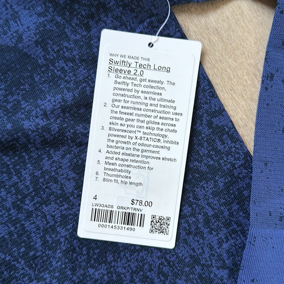 NWT swiftly tech long sleeve gradient block psychic/true navy size 4 lululemon - Picture 2 of 15